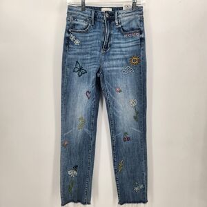 Driftwood Royce Doodle Embroidered Jeans Size 24 .